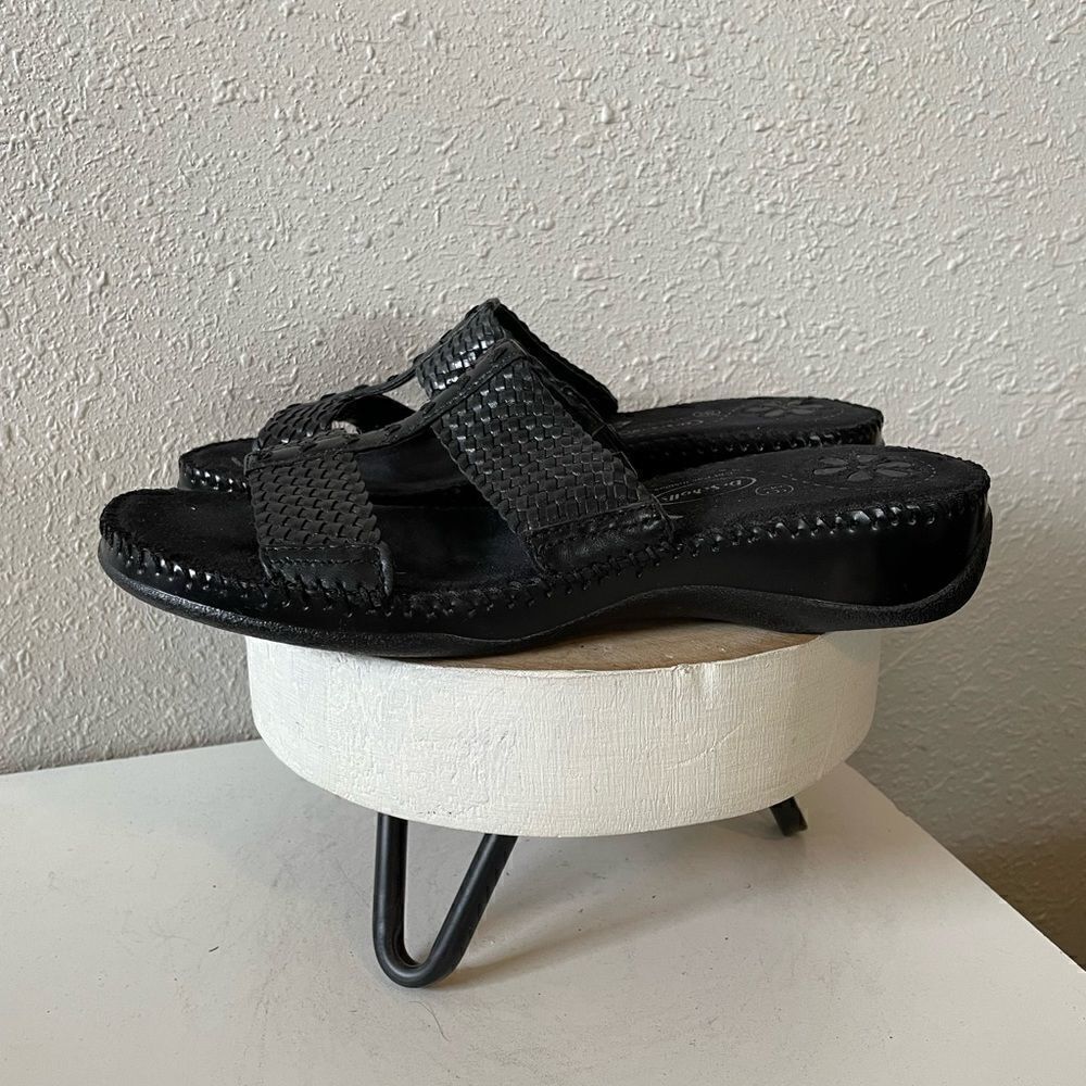 Dr. Scholl’s Black Leather Nancy Sandals Size 9.5 EUC